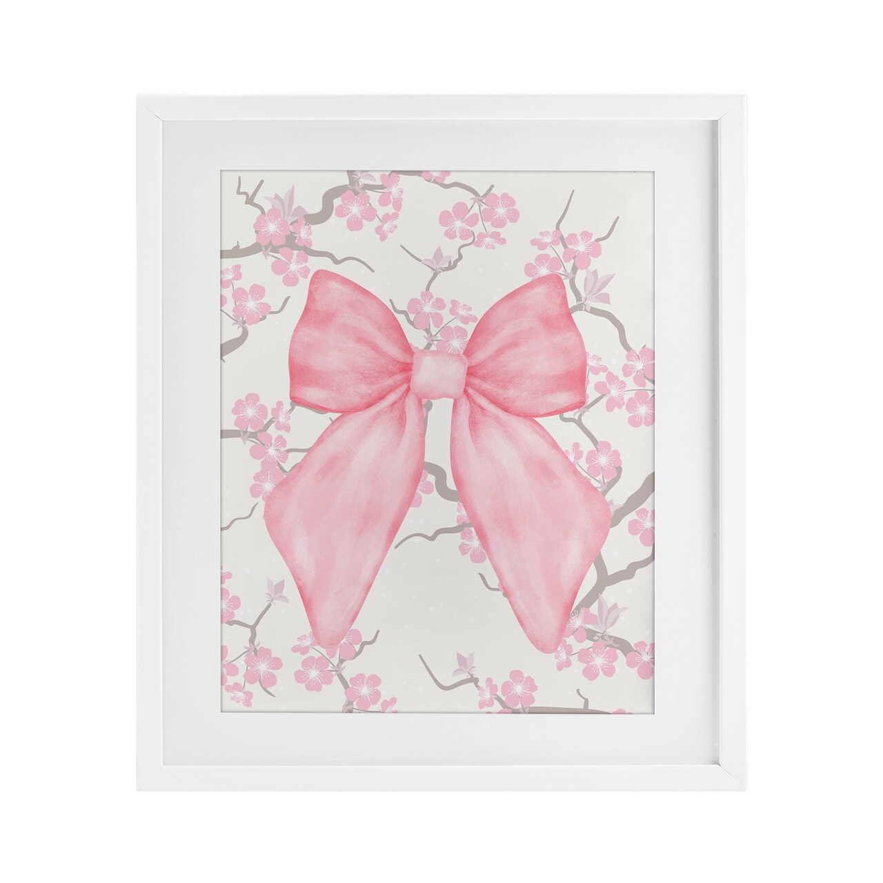 Stupell Industries Cherry Blossom & Ribbon Framed Print Under Glass, design by Jesse Keith